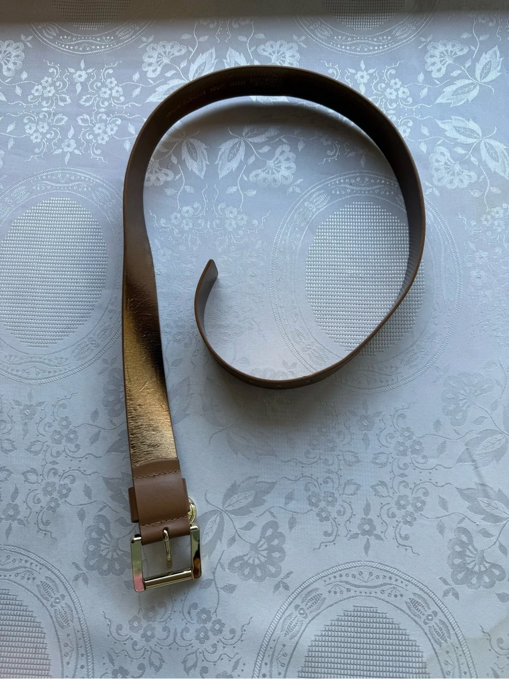 MICHAEL Michael Kors Hamilton Brown/Camel Leather Belt Gold-Tone Signature Buckl